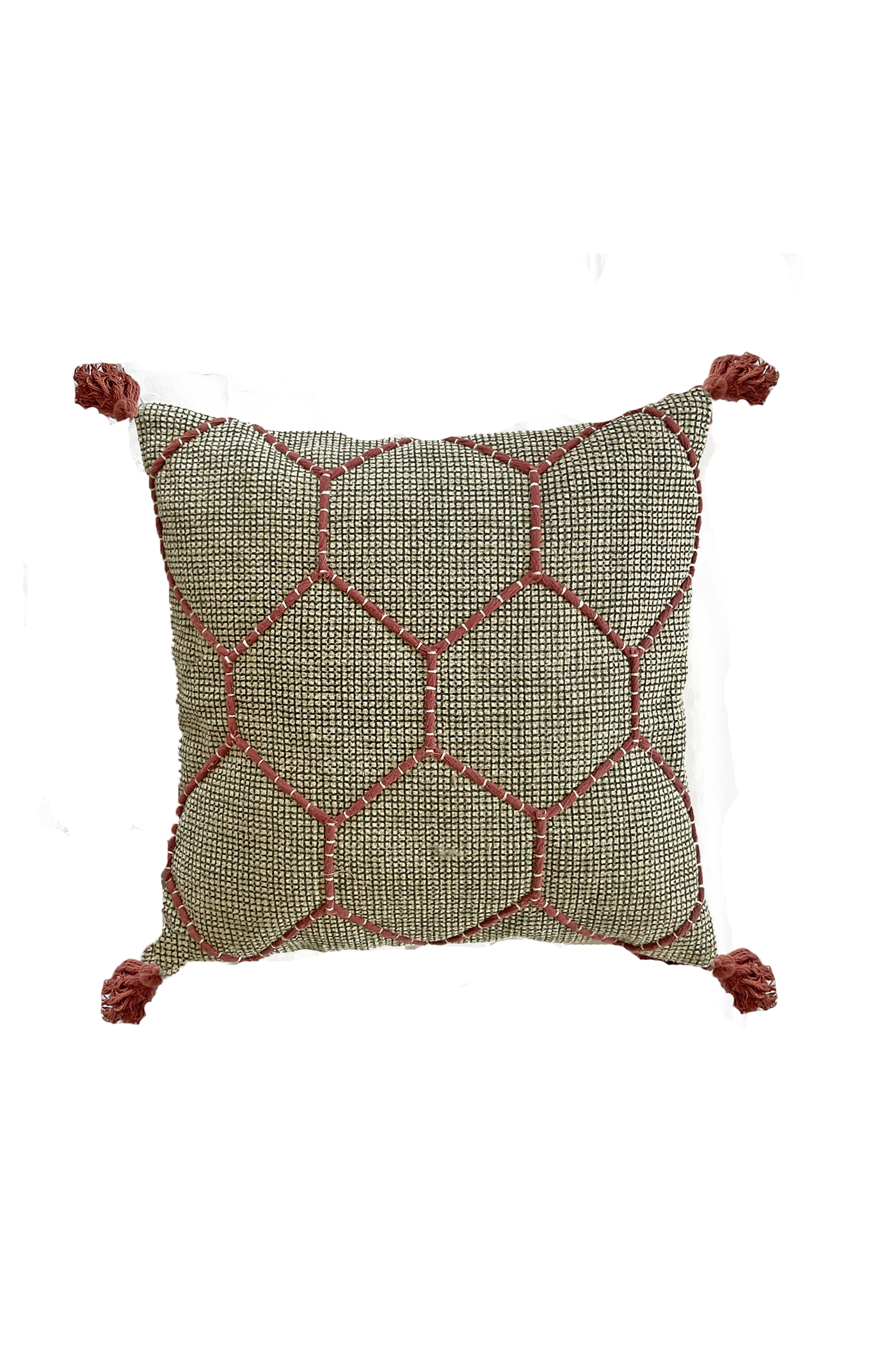 Evergreen Checks block print cushion