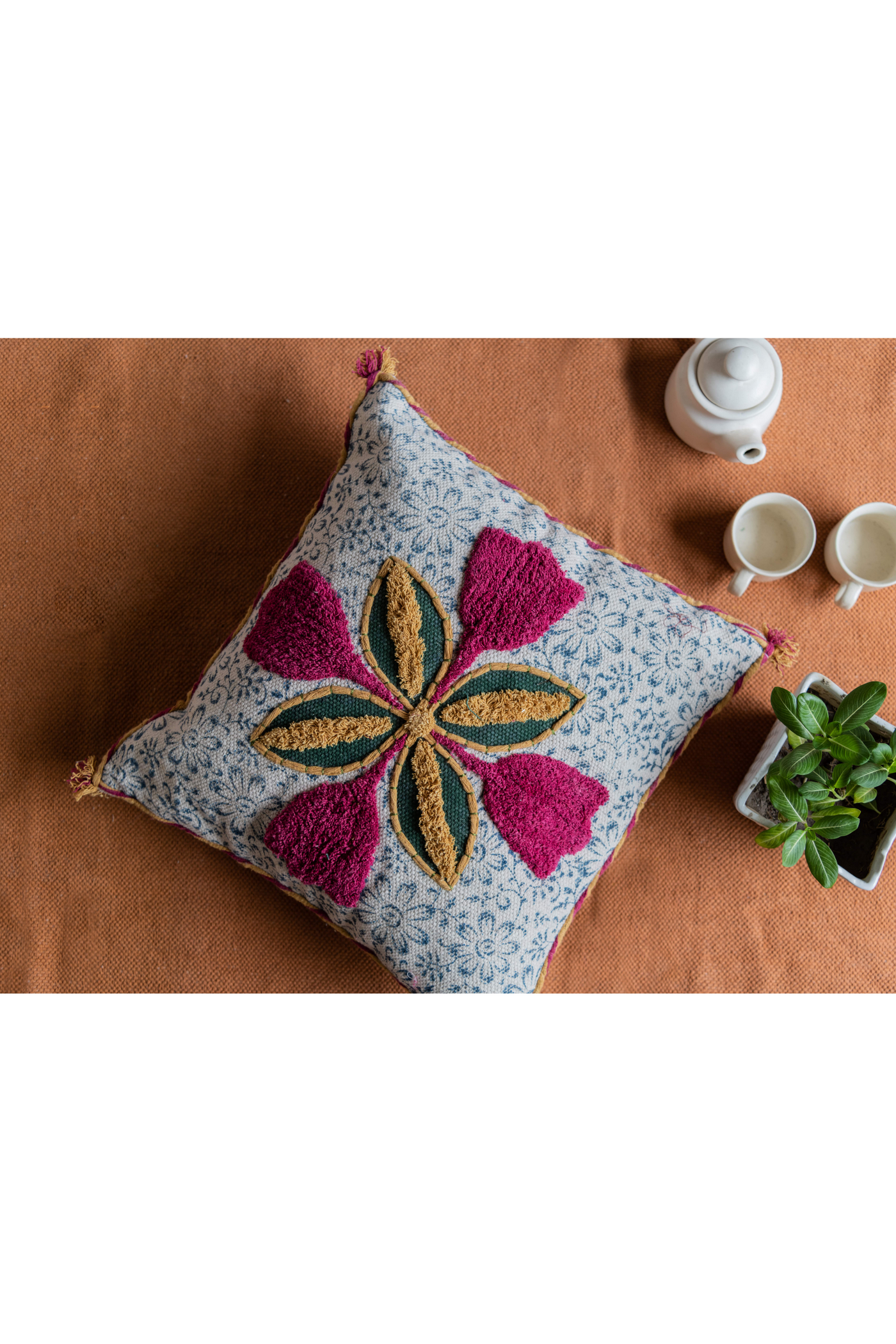 Indi Folk Block printed comfy cushion