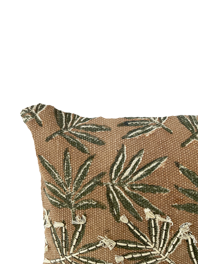 Foliage block print cushion